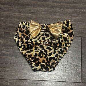 Leopard Print Diaper Cover with Gold Bow